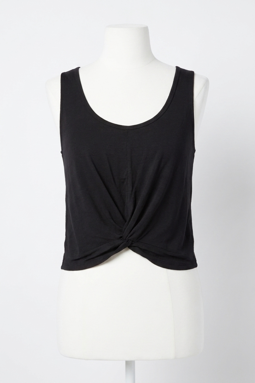 NEW KENSIE twist front scoop neck sleeveless tank top in black